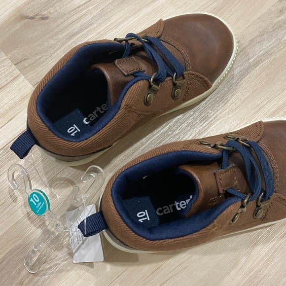 Carter Kids, Brown Leather Look Sneaker, Size 10, Never Worn - Picture 3 of 5